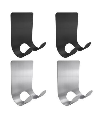4 pieces of razor hooks shower hooks razor holder made of stainless steel multifunctional razor holder suitable for bathroom and bedroom (black silver)