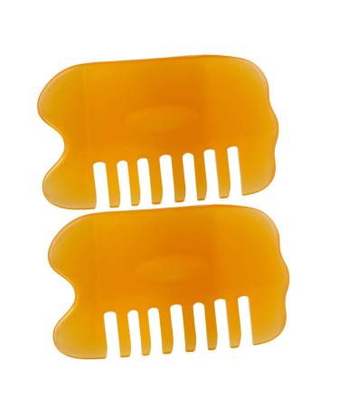 Frcolor 2st Kamm scratching massage tools Massage device Chinese massage tools guasha massage massage tools combat scratch board guasha board jade acupuncture stable beeswax 9.5x5.8x1cm orange