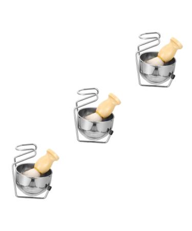 minkissy 3 Sets Shaving Brush Set Tool Stainless Steel Badger Brush Head Man Various Colors X 3 Pieces 11.2x8.1cmx3pcs