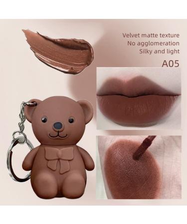 MISEDI 2pcs 2 in 1 Key Chain Bear Lipstick Mist Matte Velvet Lipstick | Waterproof Long Lasting Lip Gloss - Cute Bear Beauty Makeup - Buy Online on GoSupps.com