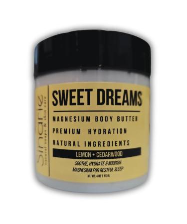Sweet Dreams Magnesium Emulsified Body Butter 4 oz. 1 Count | Mango Butter | Premium Magnesium Oil | Natural Ingredients | Magnesium Lotion | Lemon + Cedarwood