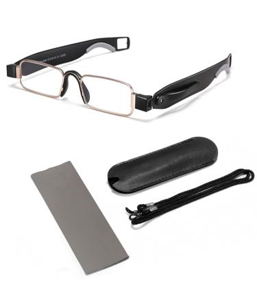 GHARAZ Foldable Mini Reading Glasses for Men Women Portable Modern Presbyopia Glasses (Color : Black Size : 2.0+) 2.0+ Black