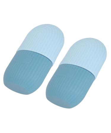 Ice roller shape ice facial scooter for relieving eye swelling easy to use elastic portable for home (light blue)