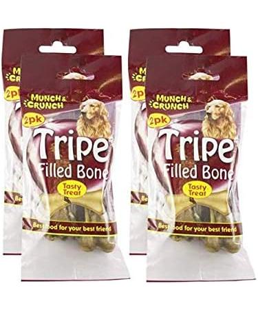 Munch & Crunch Bone Chews for Dogs Multipack - 8 Tripe Filled Rawhide Dog Bones - Tasty Treat Chewy Snacks 4 Packs - Buy Online on GoSupps.com