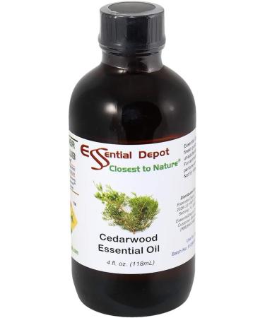 Essential Depot Cedarwood Essential Oil - GC/MS Tested - Supplied in 4 oz. Amber Glass Bottle with Black Phenolic Cone Lined and Safety Sealed Cap - Buy Online on GoSupps.com