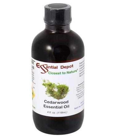 Essential Depot Cedarwood Essential Oil - GC/MS Tested - Supplied in 4 oz. Amber Glass Bottle with Black Phenolic Cone Lined and Safety Sealed Cap