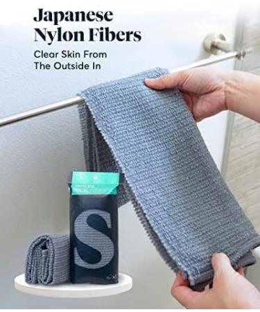 SUTERA Exfoliating Shower Towel - Premium Japanese Scrub Wash Cloth for Deep Cleanse - Microabrasion Duo Fibers - Asian Spa Skin Care for Body & Face - Buy Online on GoSupps.com