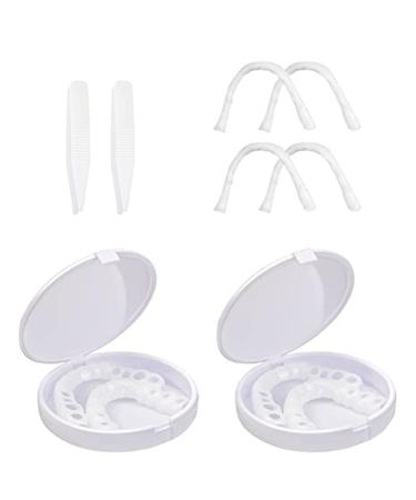 Nitaiun 2 couples veneers teeth dentures instant veneers bite fake teeth upper and lower veneers snap bit teeth comfort prostheses teeth smile teeth with mini jetting (4 pieces)