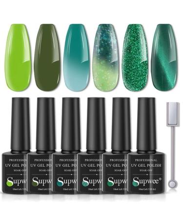 8PCS/6PCS Gel Nail Polish Set Holographic Gel 7ml Colorful Super Laser Shiny Varnish Semi Permanent UV Nails Art Lacquers - (Color: SE-GL044-Box)