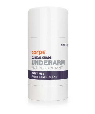 Carpe Clinical Strength Deodorant + Clinical Antiperspirant - Clinical Grade Solid Stick - Fresh Linen Scent - Combat Excessive Underarm Sweating - Great for Hyperhidrosis Fresh 2 Ounce (Pack of 1)