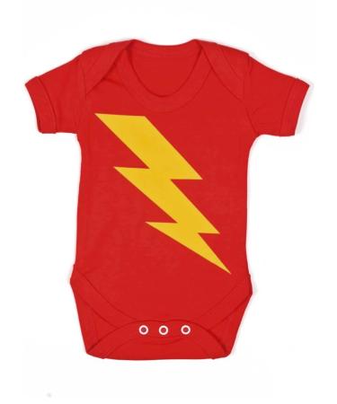 Baby Moo's SUPERHERO Baby Grow | Lightning Bolt Flash Baby Bodysuit Unisex Vest | New Baby or Parents Gift UK 0-3 months