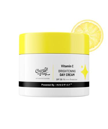 Chemist at Play Brightening Day Cream | SPF | Face Cream | Skin Brightening & Moisturisation | 30X Vitamin C with Camu Camu | Mineral Oil & Petroleum Free | Lightweight | 50g
