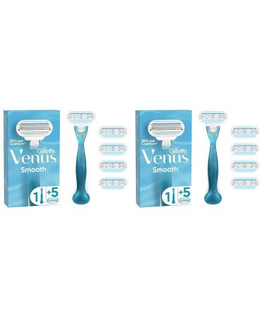 Gillette Venus Smooth razor blades women 5 replacement blades for women's razors + handpiece blue (pack with 2) razor + 5 blades (pack with 2)
