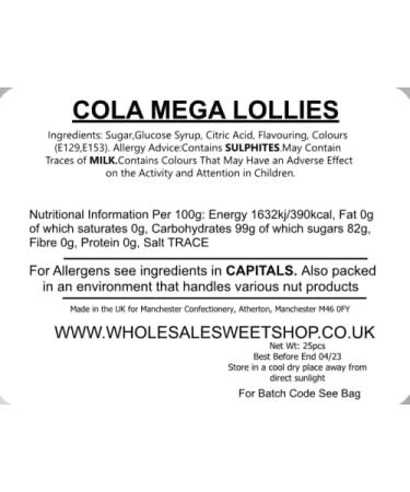 Cola Mega Lollies (x25) - Buy Online on GoSupps.com