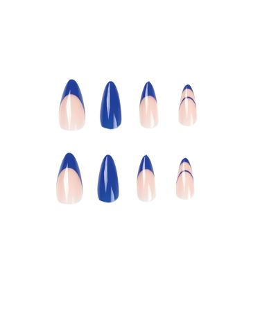 BABALAL Almond Press on Nails - Nude Glossy Medium Length 24Pcs Stiletto Acrylic Fake Nails - Blue French Glue on Nails NAILG-01 - Buy Online on GoSupps.com