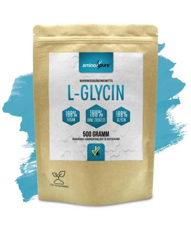 aminopure® Pure L-Glycine Powder - 100% Vegan and No Unnecessary Additives - Certified for Harmful Substances in Laboratory with Certificate - 500g