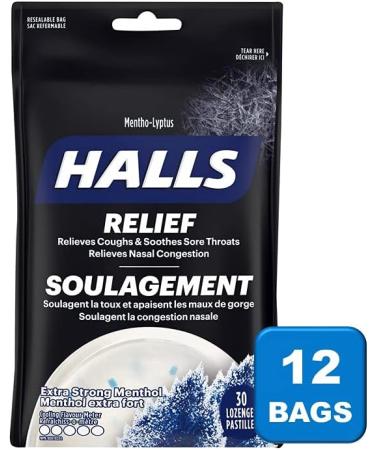 Halls Menthol Extra Strong 30 Count Bag Pack of 12 Menthol Extra Strong Extra Strong 30 Count (Pack of 12) - Buy Online on GoSupps.com
