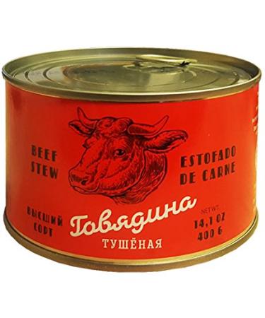 Beef Stew canned ( 14.1 Ounce / 400 Gram ) Tushonka. 100% Natural meat