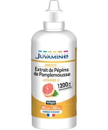 JUVAMINE - Extrait de P pin de Pamplemousse 1200 mg - Vitamine C - Immunit - Contribue au Fonctionnement Normal du Syst me Immunitaire et R duire la Fatigue - 100 mL - Fabriqu en France
