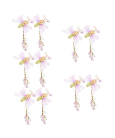 Beaupretty 5 Pairs tassel flower hair clip baby hair clip girls hair clips kids hair accessories mauve ribbon girls barrette flower hair clips for kids girls hairpin Hanfu Miss flower hairpin