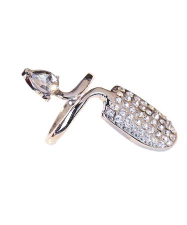 Rhinestone Fingernail Ring Nails Cap Cover Finger Joint Art Charm for Halloween Party Silver
