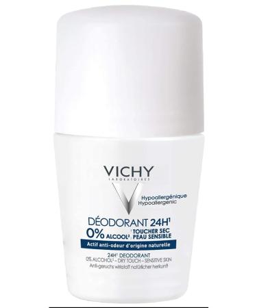 Vichy 24-Hour Dry-Touch Roll-On Deodorant Aluminum-Free with Invisible Clear Finish Residue-Free Deodorant for Sensitive Skin 24 Hour Protection Fresh 1.7 Fl Oz (Pack of 1)