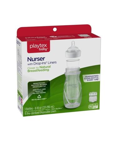 Playtex Baby Anti-Colic Nurser Bottle with Pre-Sterilized Disposable Drop-Ins Liners CloserTo Breastfeeding - 8 Oz Bottles - 3 Count - Buy Online on GoSupps.com