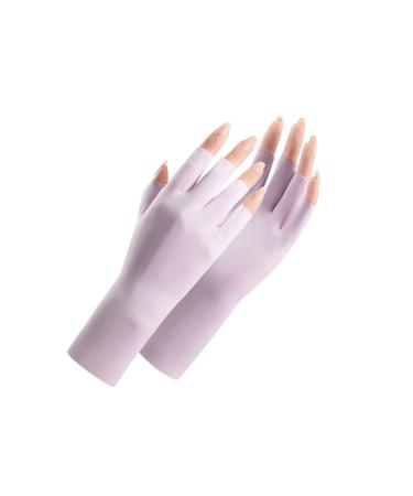 X&D Fingerless Ice Silk Nail Gloves UV Nail Care Accessories Skin Protection for Gel Nails Manicure Purple