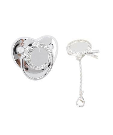Stylish Silver Baby Pacifier Clip Set - Pollutant-Free Ergonomic Design & DIY Photo Prop - Buy Online on GoSupps.com