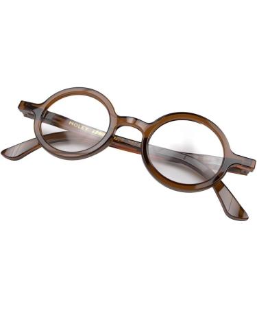 London Mole Glasses | Stylish Round Reading Glasses for Men Women & Unisex | Cool Transparent Brown 1.5x Spring Hinges - Buy Online on GoSupps.com