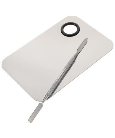 DOITOOL Stainless Steel Cosmetic Makeup Palette Professional Metal Makeup Palette Cosmetic Mixing Makeup Palette Spatula Makeup Artist Tool Nail Art Palette Salon Color Cream Mixing Palette