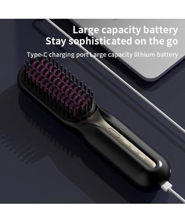 Buy New Cordless Hair Straightener Brush - Portable USB Rechargeable Anti-Scald & Lightweight for Travel - Pink - Buy Online on GoSupps.com