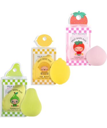 Beauty Egg Face Powder Sponge Foundation Makeup Loose Powder Puff Shaped Sponge Round Makeup Sponge Lovely Fruit Shapes Beauty Blenders Soft Makeup (G)