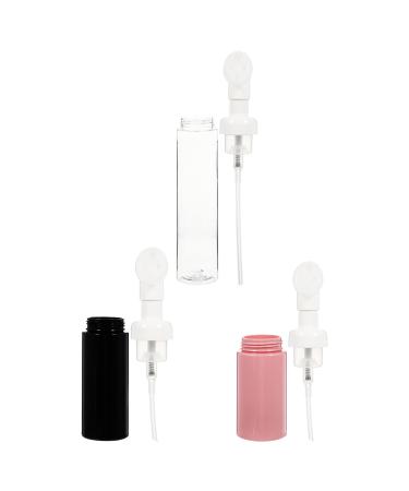 Heallily 3 piece of empty facial cleaner foam bottle mousse foam gel head wash brush bottle bottle print type clean milk rack pump dispenser with brush 100ml 50ml sorted color1.