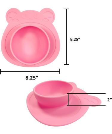 Wrapables Silicone Placemat & Suction Food Bowl Set for Baby - Pink Bear (Large) - Buy Online on GoSupps.com