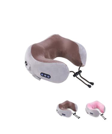 Electric neck massage device Massage cushion neck massage device for neck muscle pain relief U-shaped massage pillows for at home car and office (brown)