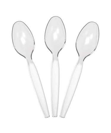 Clear Plastic Spoons Heavy Duty Disposable Cutlery for Party Supply Pack of 80