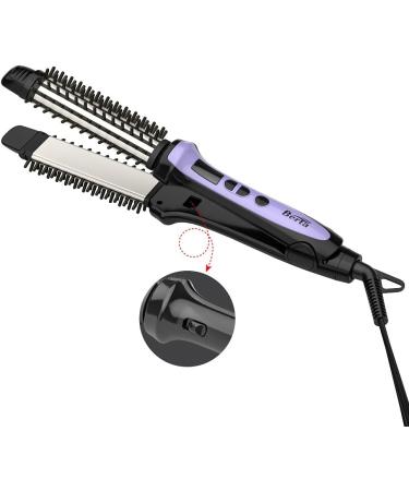 3-in-1 Hair Brush Iron: Straightener Curler & Roll Brush - Ceramic Hot Brush with Negative Ions for Travel Dual Voltage (Black - Buy Online on GoSupps.com