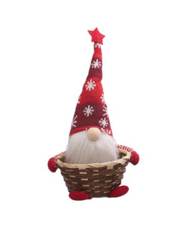 STOBAZA Christmas Candy Basket Woven Basket Elder Dining Table 31X15X15CM Red
