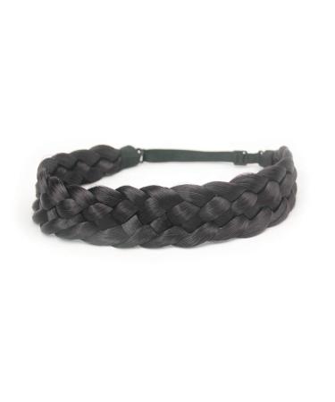 Bobiya 5 Strand Synthetic Hair Braided Headband - Classic Chunky Wide Braids for Women & Girls in Dark Brown | Elastic Stretch Hair Part - Buy Online on GoSupps.com