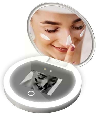 Scalewbin Smart UV Sunscreen Test Camera Makeup Mirror with LED Portable Rechargeable Mirror Beauty Sunscreen Detection Makeup - Buy Online on GoSupps.com