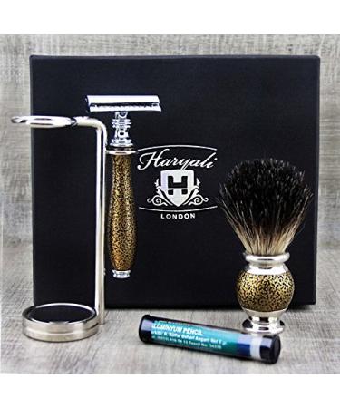 Antique Style Men's Shaving Essentials Kit | Pure Black Badger Brush & DE Safety Razor | Perfect Gift for Grooming - Buy Online on GoSupps.com