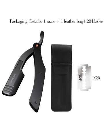 Barber Straight Razor Set with 20 Stainless Steel Blades | Professional Men's Manual Shaver for Close Shaving | Aluminum Handle | Portable Kit - Buy Online on GoSupps.com