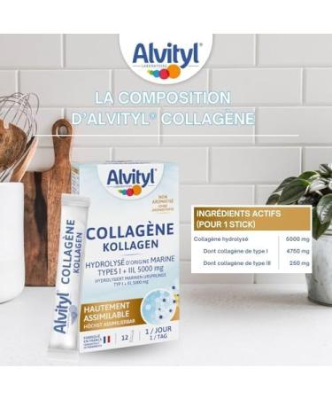 Alvityl Collagen - Hydrolyzed marine origin - Type I & III - 5 000 mg - 12 sticks - Buy Online on GoSupps.com