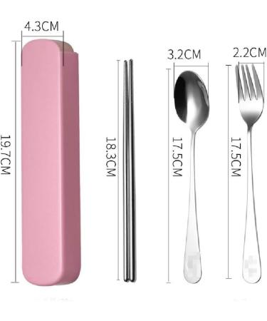 Stainless Steel Cutlery Set Outdoor Travel Three Piece Chopsticks Spoon Cutlery Portable Cutlery Pink - Buy Online on GoSupps.com