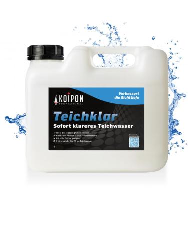 Koipon pond clear 5L pond water supplier for clear pond water |Ponds against floating algae green and cloudy water |Reduces phosphate and heavy metals 5 l