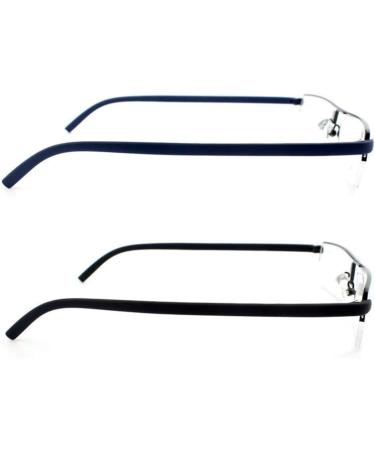 Kokobin Ultralight TR90 Reading Glasses for Men & Women - Classic Metal Half-Rim Style +3.0 Diopter with Case & Cleaning Cloth - 2-Pack - Buy Online on GoSupps.com