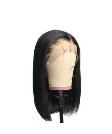 Havamoasa Women Short Bob Wig Straight Black Hair Lace Front Natural Color U Shape Wig.