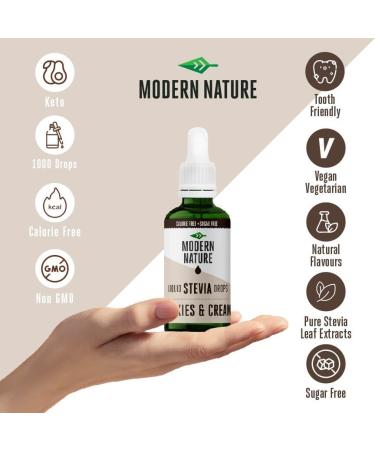 Modern Nature Cookies & Cream Flavour Drops - Liquid Stevia Sweetener - Zero Calorie Coffee Syrup & Keto Sweetener 50ml - Buy Online on GoSupps.com