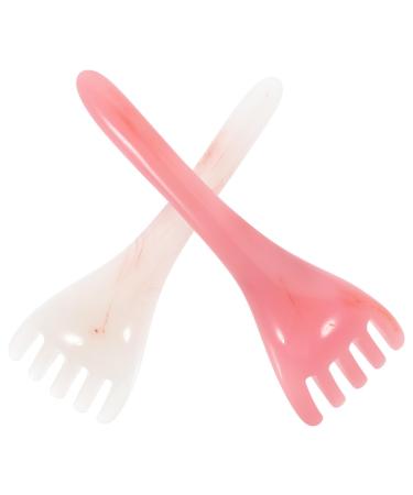 Healvian Manual head-head skin massage device Wavy hair Massage Kamm Harz-Face-Schaber Long handle relaxation massage device for scalp back lymph massage device pink